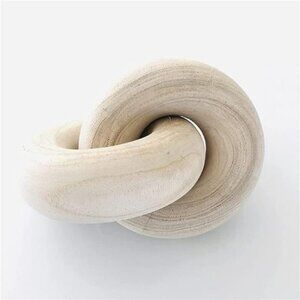 Wood Knot Chain Link Decor Beige Coffee Table Shelf Console Accent Modern